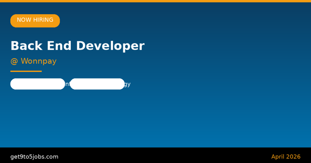Back End Developer at Wonnpay – Dubai | April 2026