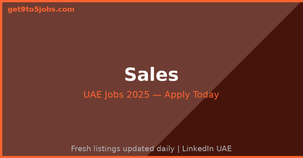 Sales Jobs UAE 2025