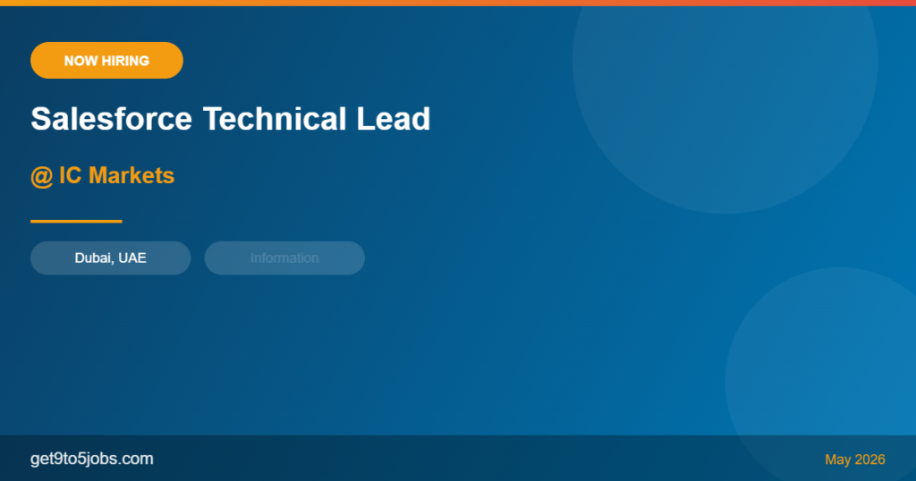 Salesforce Technical Lead at IC Markets – Dubai | May 2026