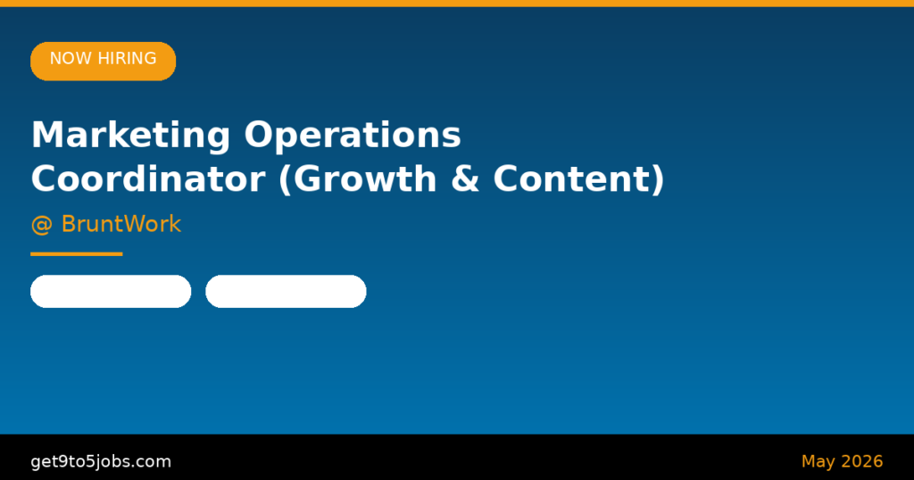 Marketing Operations Coordinator (Growth & Content) at BruntWork – Dubai | May 2026