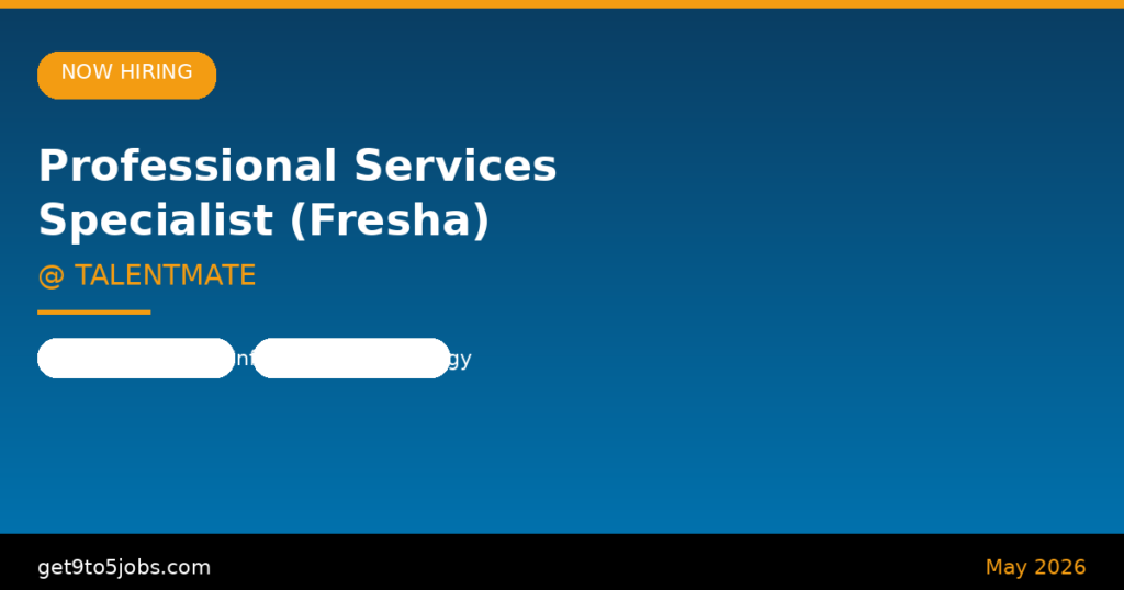 Professional Services Specialist (Fresha) at TALENTMATE – Dubai | May 2026