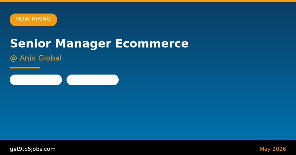 Senior Manager Ecommerce at Anix Global – Dubai | May 2026