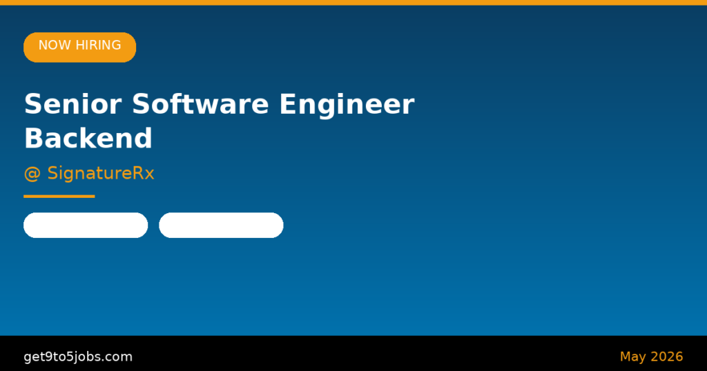 Senior Software Engineer Backend at SignatureRx – Dubai | May 2026